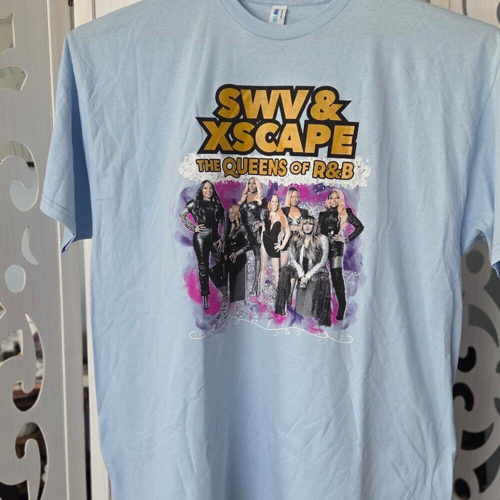 SWV Xscape Queens of R&B Tour T Shirt 2XL Light Blue Concert Tee NWOT 2 Sided